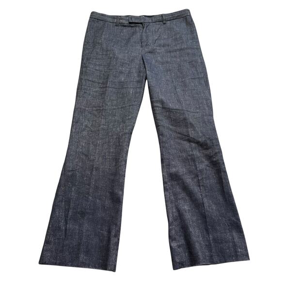 MAXMARA Blue Chambray Classic Trouser Pants Women's Size 6 Linen Blend - Picture 1 of 8